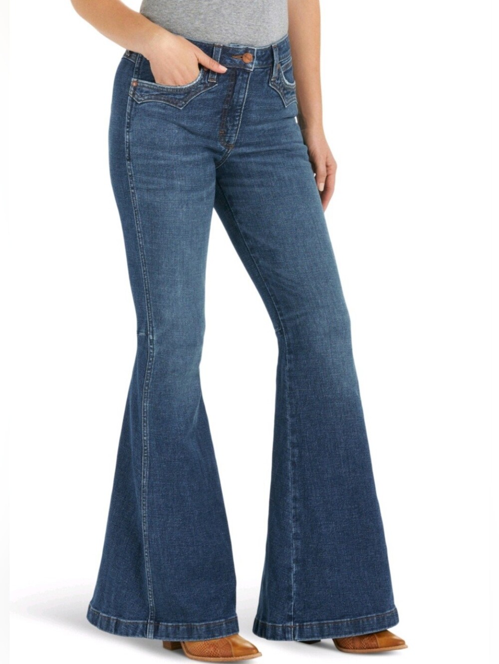 WRANGLER Retro High-Rise Flare Dark Wash Western Countrycore Denim Jeans SZ 28